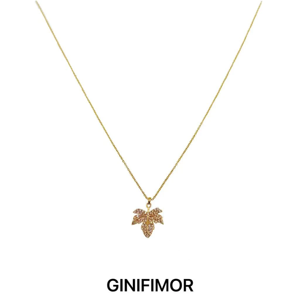 铜合金项链 a742 超闪微镶枫叶吊坠项链女百搭锁骨链