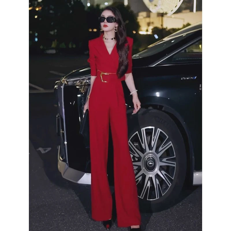 西装套装女2025新款秋季气质女神范高端巨好看的红色系穿搭一整套