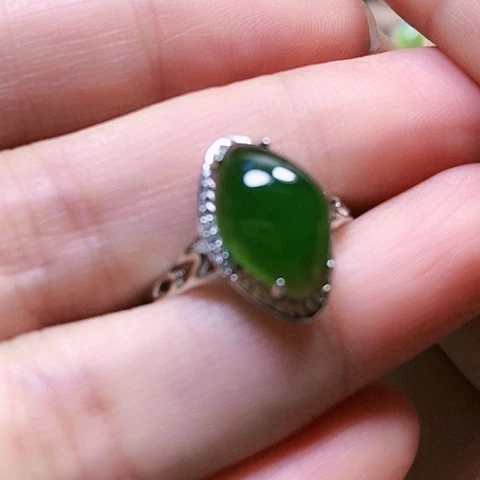 和田玉戒指银S925镶嵌