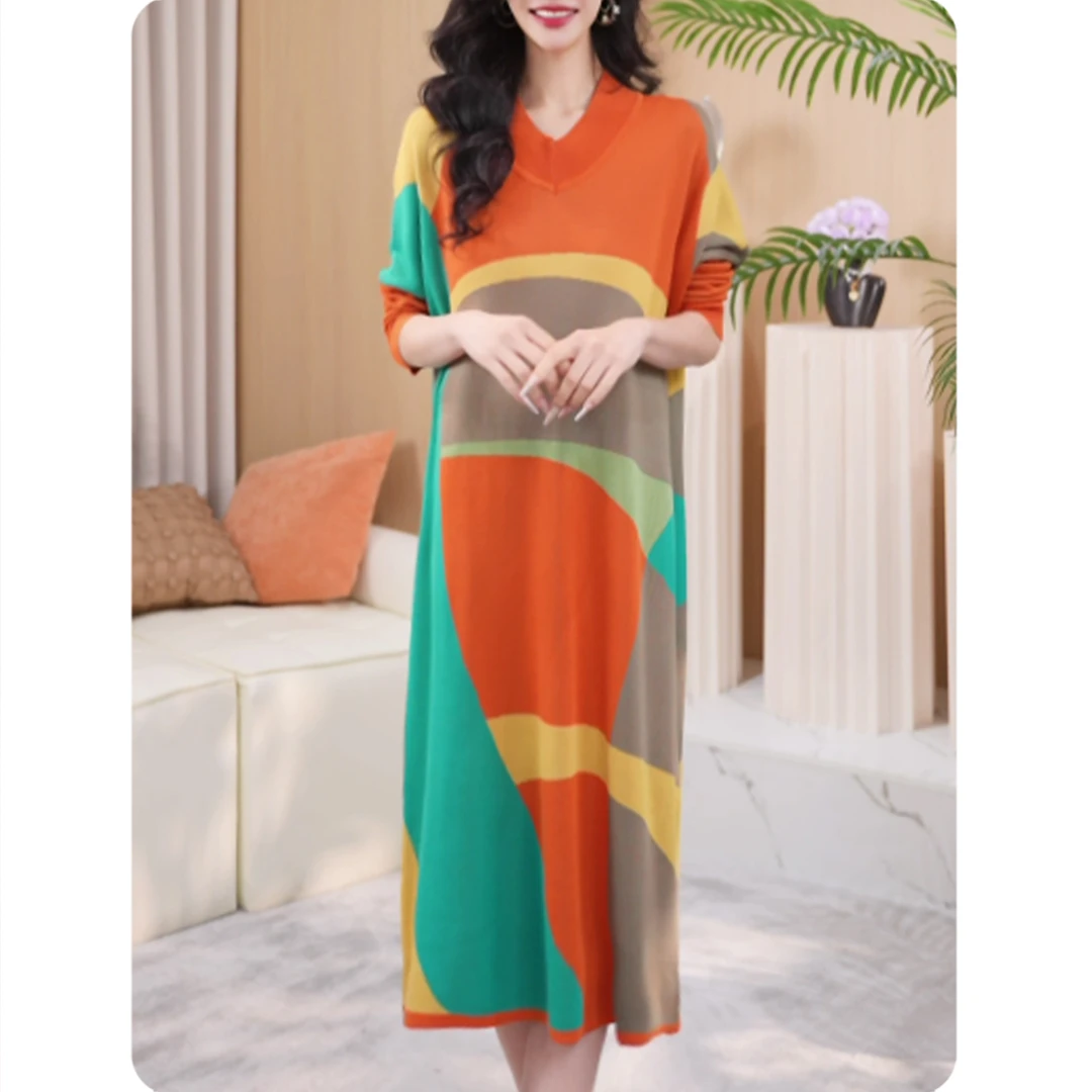 |霞慧|新品女士宽松连衣裙中长款休闲女装3ZL0125962