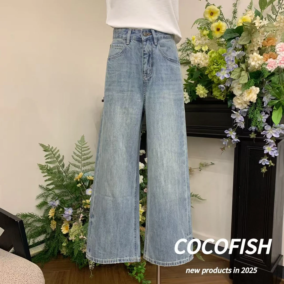 品质款直筒裤复古水洗做旧牛仔裤#16195