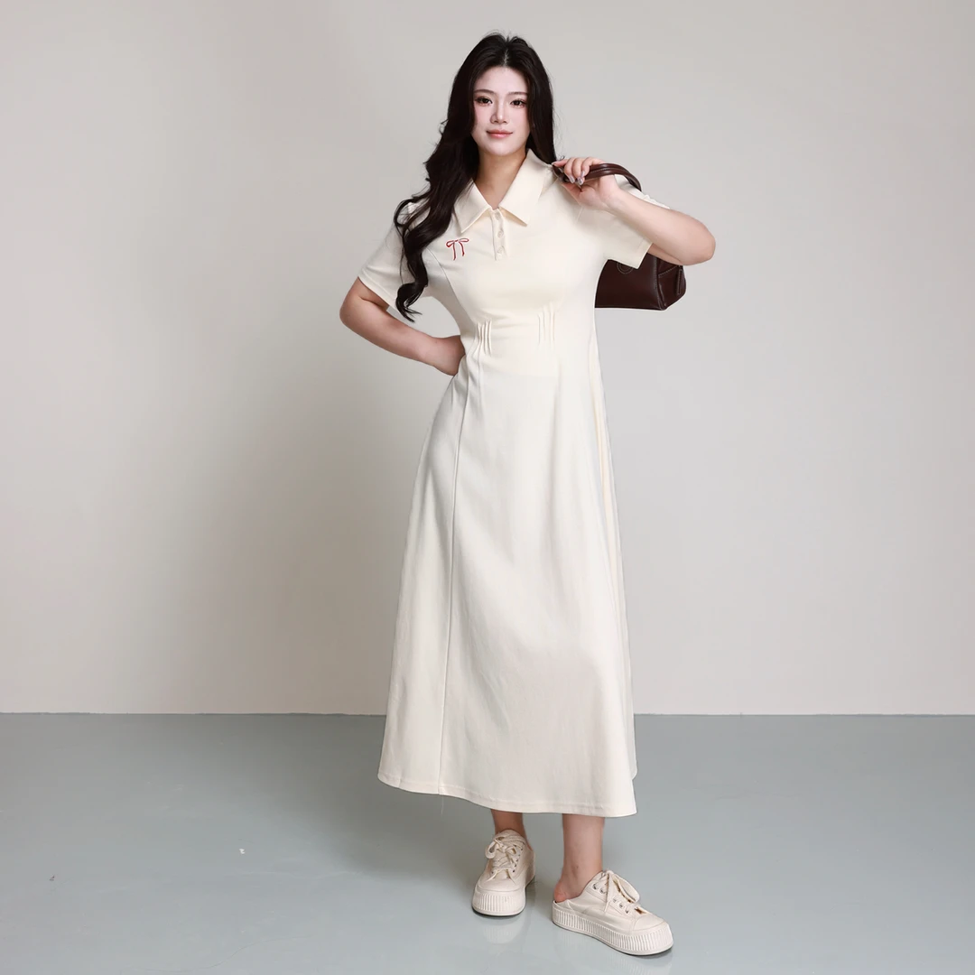 【浪漫标签】蛋妹大码女装微胖mm夏季显瘦遮肉POLO连衣裙DM26243