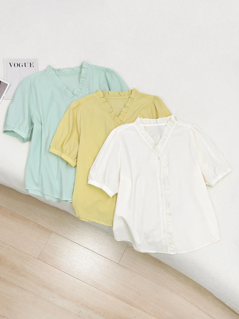 【女王洛克】韩版减龄显瘦花边绣小香风衬衫女洋气衣服女LK81772