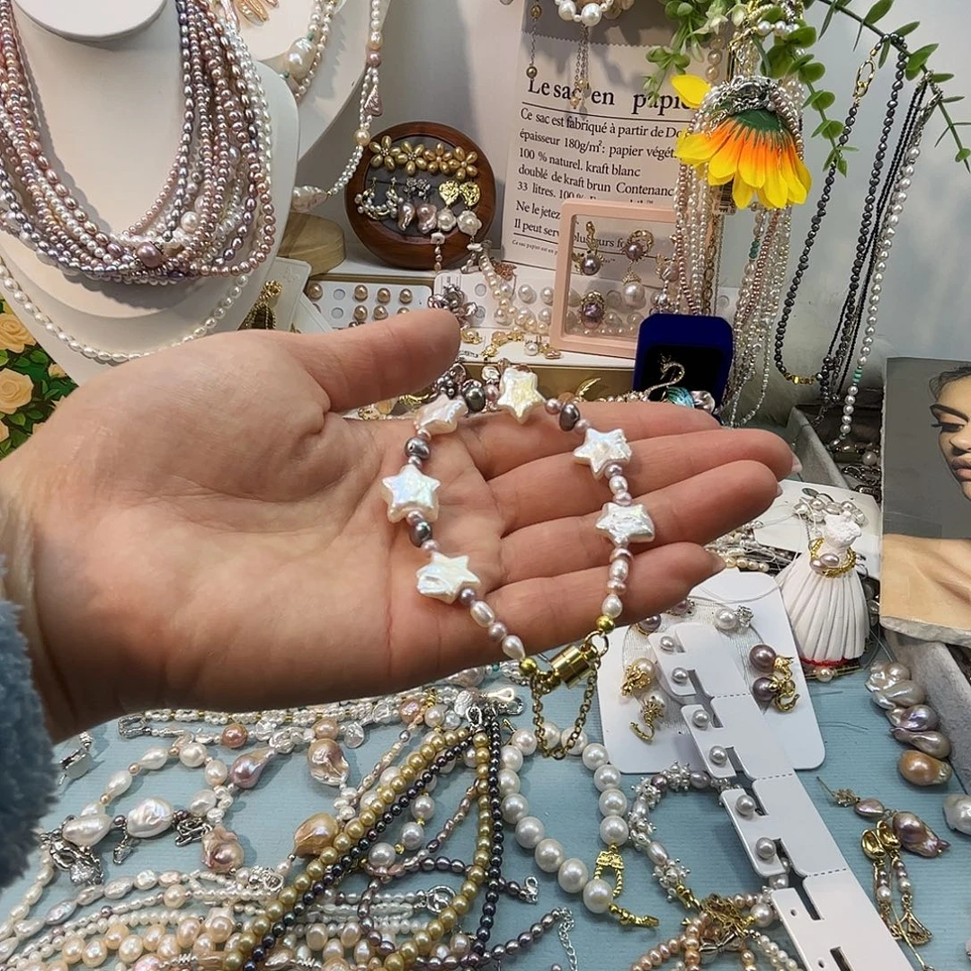 淡水珍珠银S925镶嵌颈饰