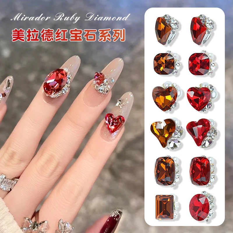 网红爆款菱形肥方红宝石鸽子蛋钻高级超闪歪心斧头直角成品堆堆钻