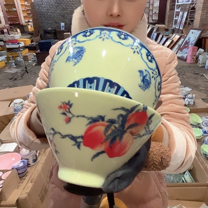 瓷其他景德镇高温瓷斗笠碗一对