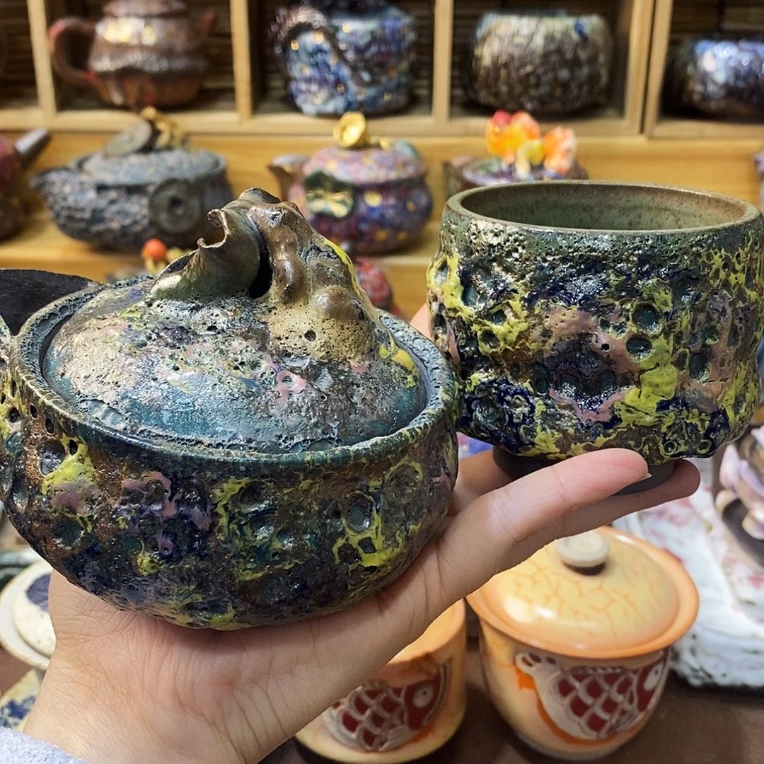 粗陶柴烧志野茶器