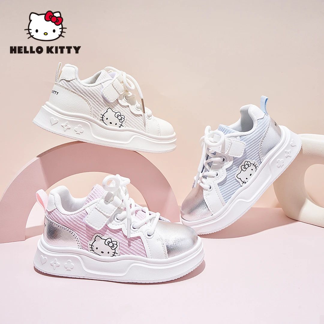 HelloKitty童鞋2025春季新款小白鞋女童魔术贴运动休闲鞋1002