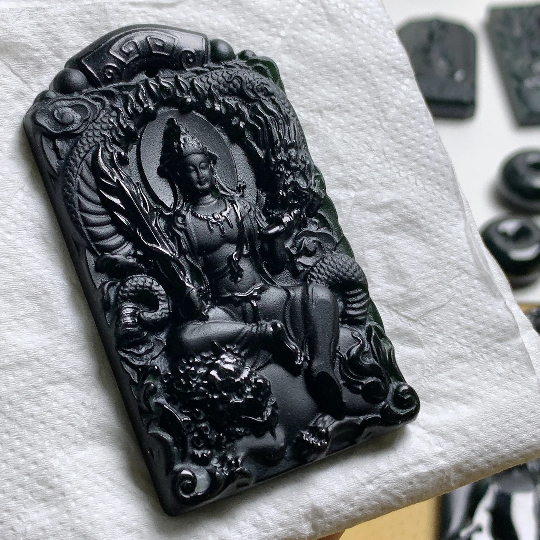 天然缅料a货 御龙观音牌挂件134