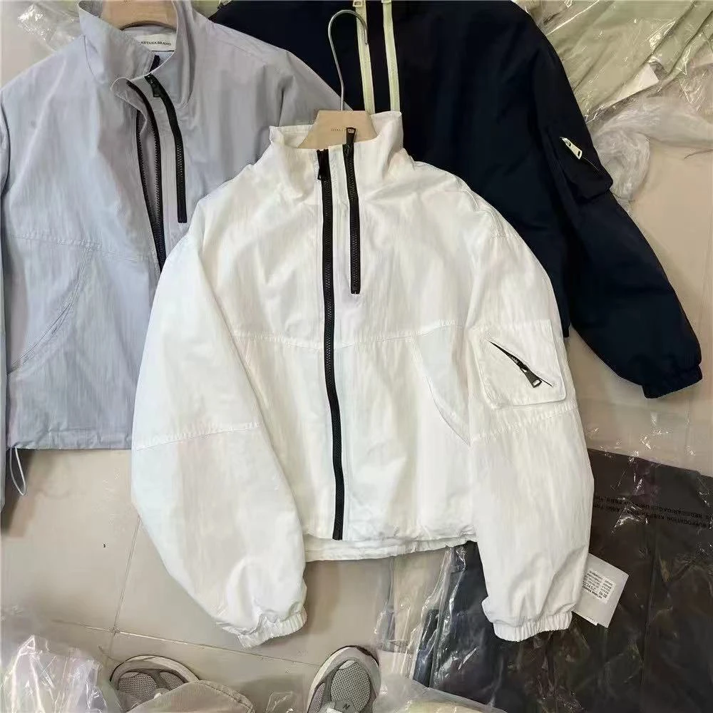 双拉链设计感立领短外套女宽松显瘦小个子时尚上衣潮A27