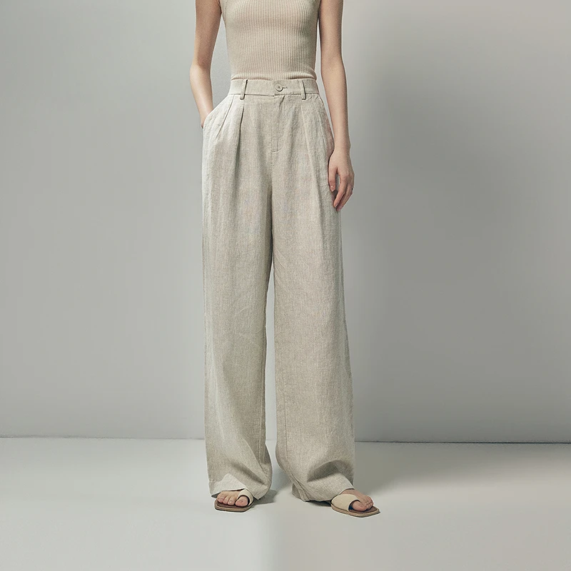 【初棉】DRDB全亚麻法国麻阔腿裤针织直筒宽松363618008