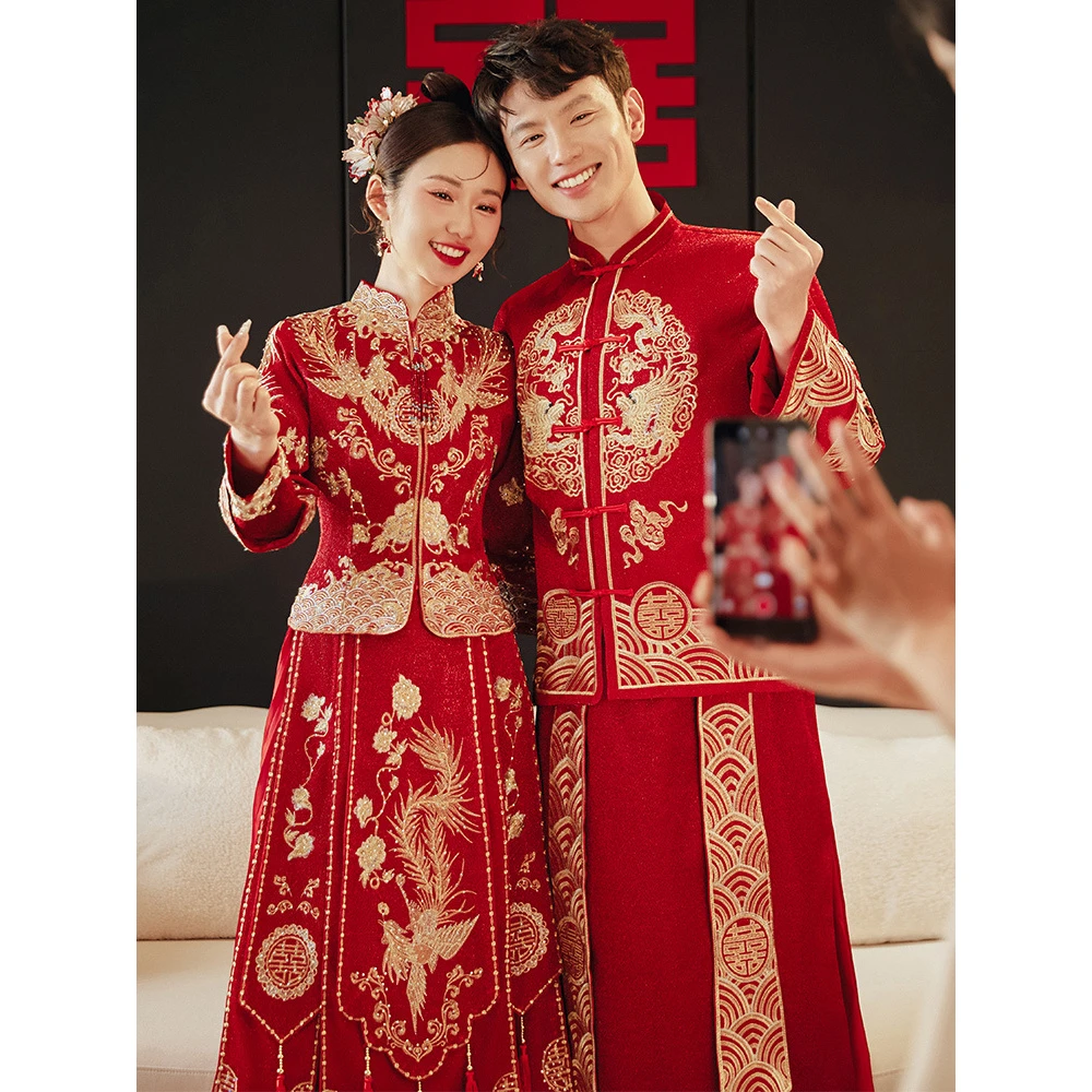 秀禾服2025新款情侣装新娘结婚礼服中式嫁衣小个子敬酒服出阁婚服