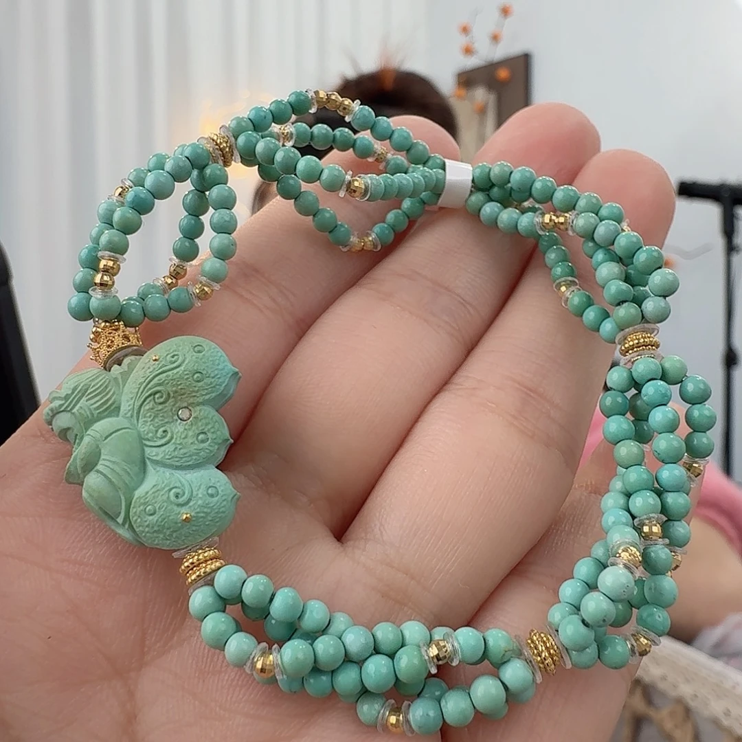 绿松石18K金镶嵌珠宝半成品