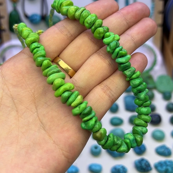 菜籽绿水草纹藏扣锁骨链