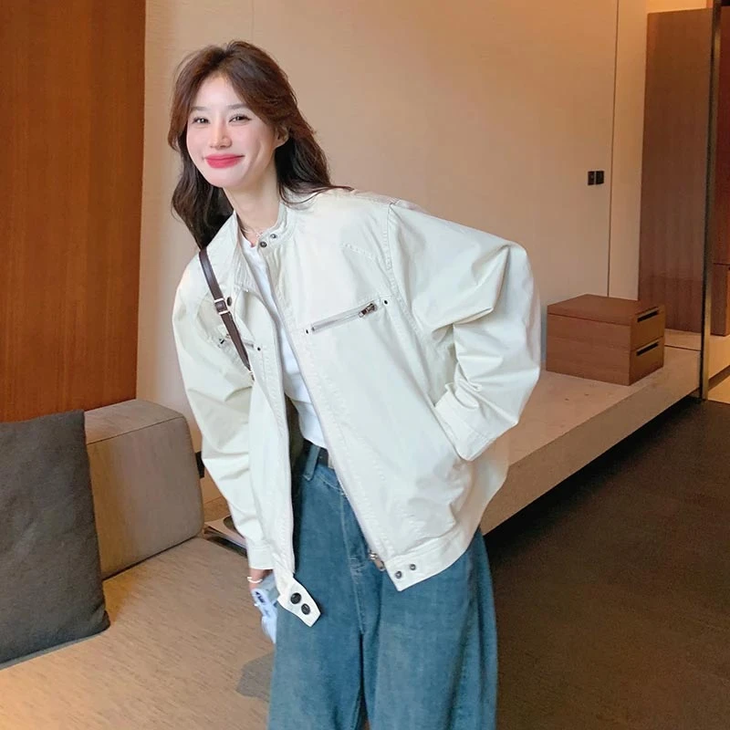 设计感工装短款外套女2025年春季新款韩系小个子休闲百搭夹克上衣