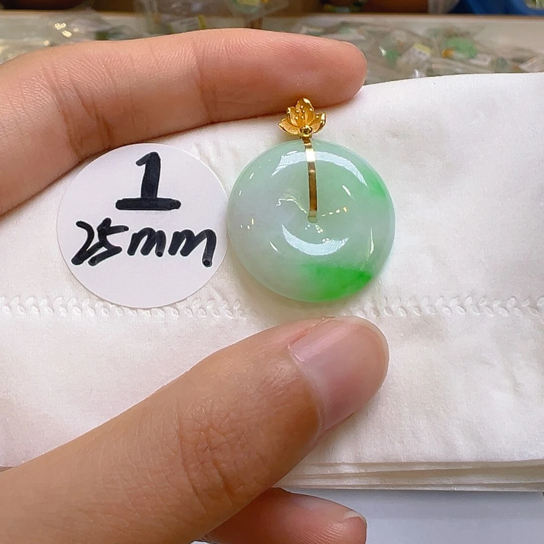 翡翠18K金镶嵌吊坠(不含链)翡翠