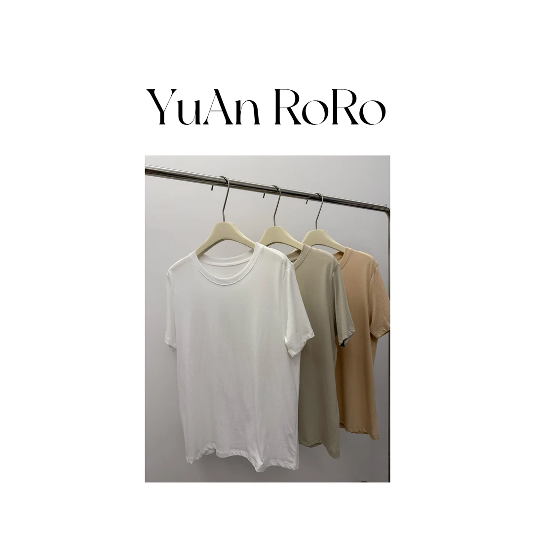 【媛媛家】简约百搭透气纯色棉T恤
