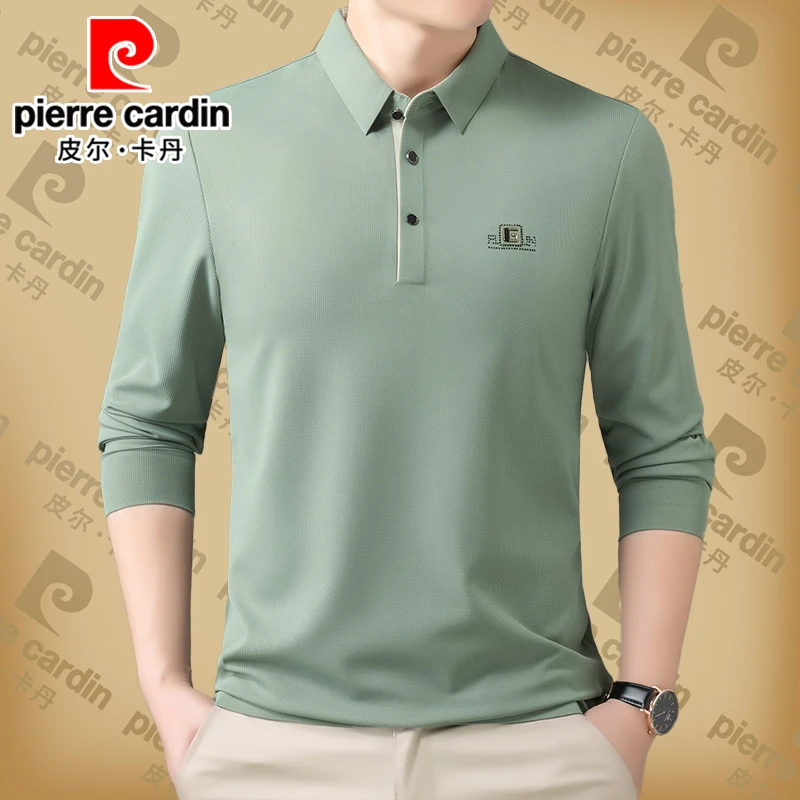皮尔卡丹男士长袖polo衫春秋新款翻领T恤 桑蚕丝中年亲肤舒适体恤