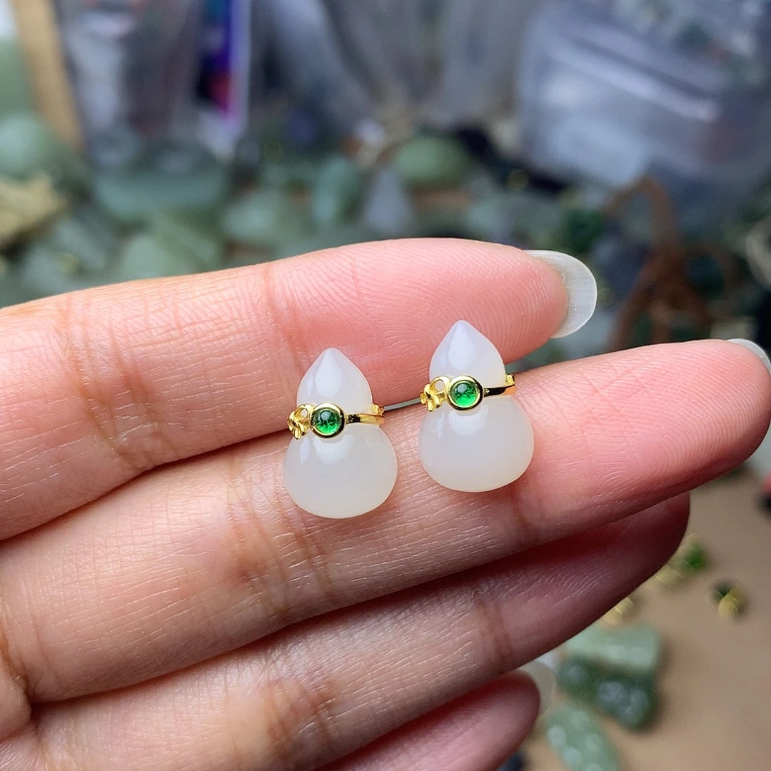 和田玉银S925镀金镶嵌颈饰