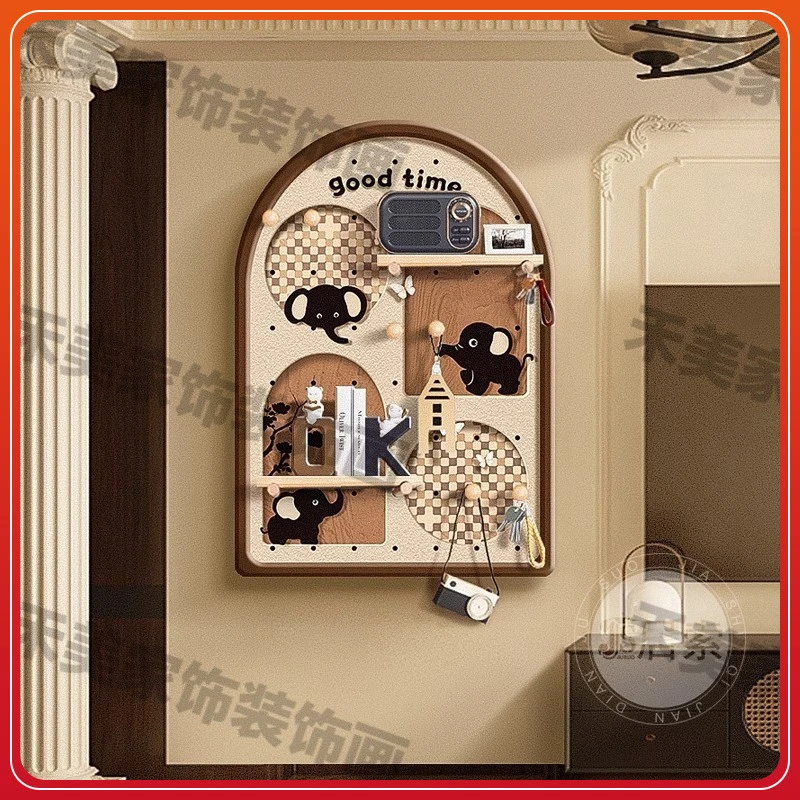 中古风洞洞板收纳小象玄关装饰画沙发背景墙挂画餐厅复古壁画12