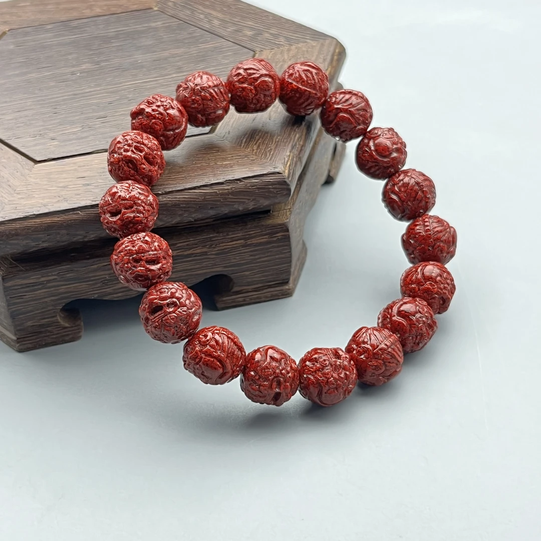 含辰砂工艺品JT222-晶体雕刻吞金兽11mm+单圈手串