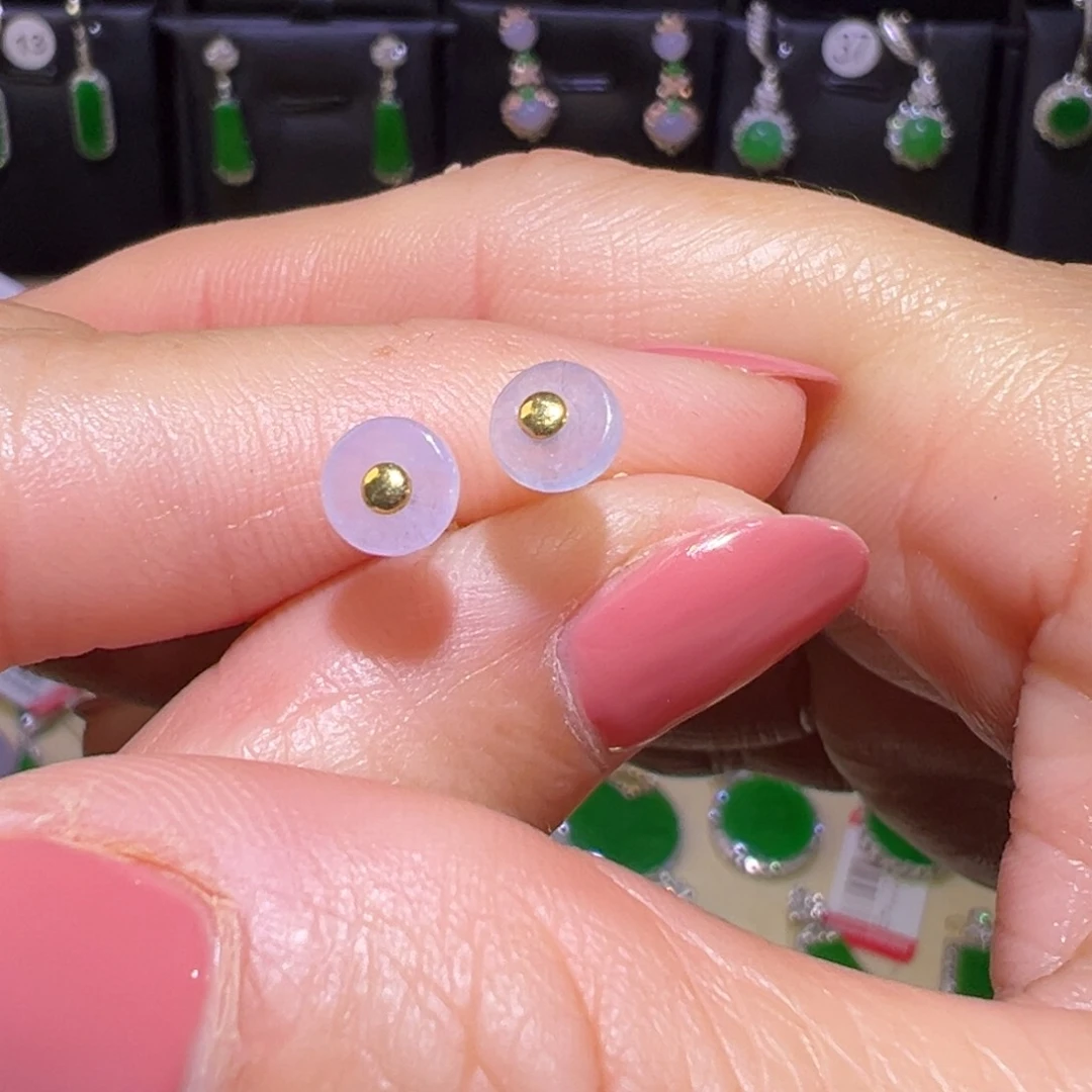 翡翠耳饰18K金镶嵌耳环