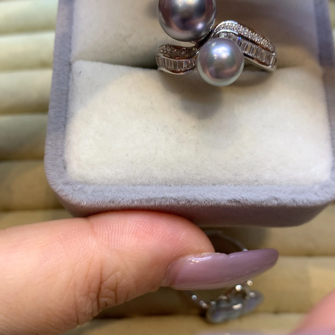 银S925镶嵌戒指海水珍珠