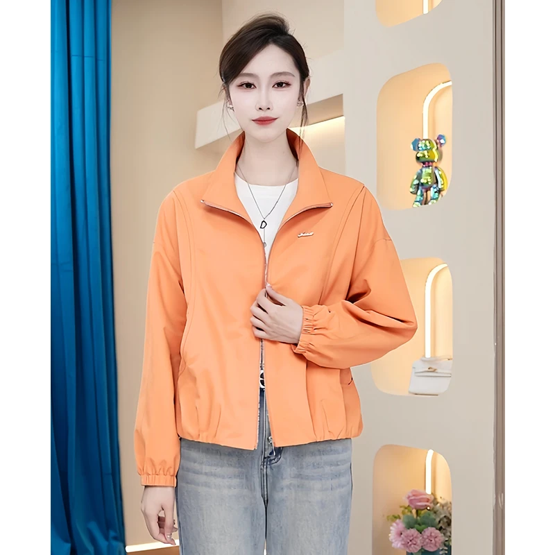 【KL-M15橘黄蓝】2025年新款春妈妈休闲保暖时尚气质款轻薄外套女短