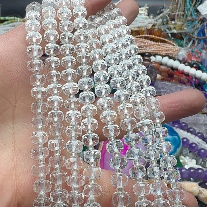 玛瑙/玉髓未镶嵌珠宝半成品一条8mm切面白水晶车轮