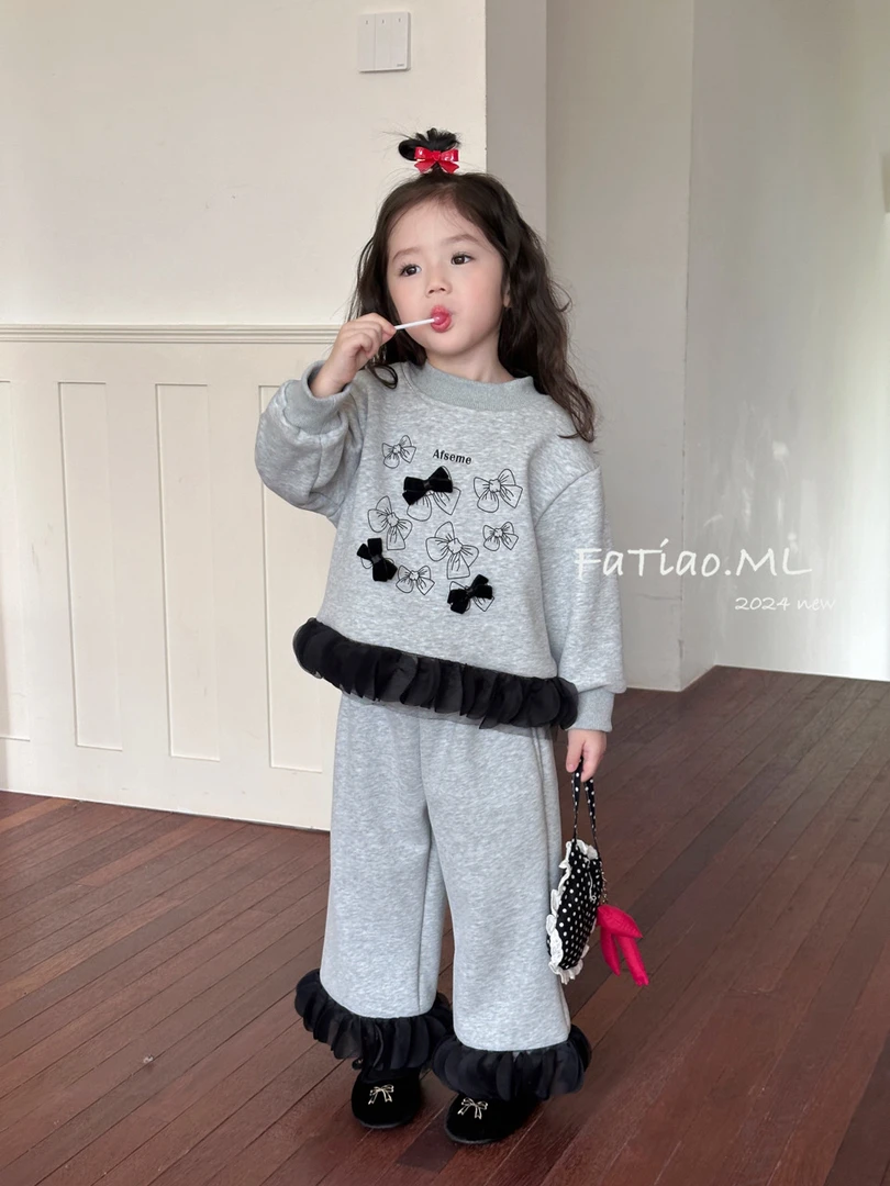 2025春秋加绒花瓣甜美加绒套装休闲洋气韩版