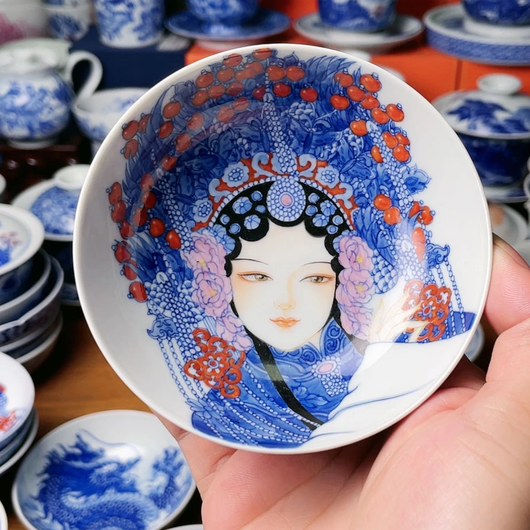 【闪购商品】杯人**面全手工手绘景德镇