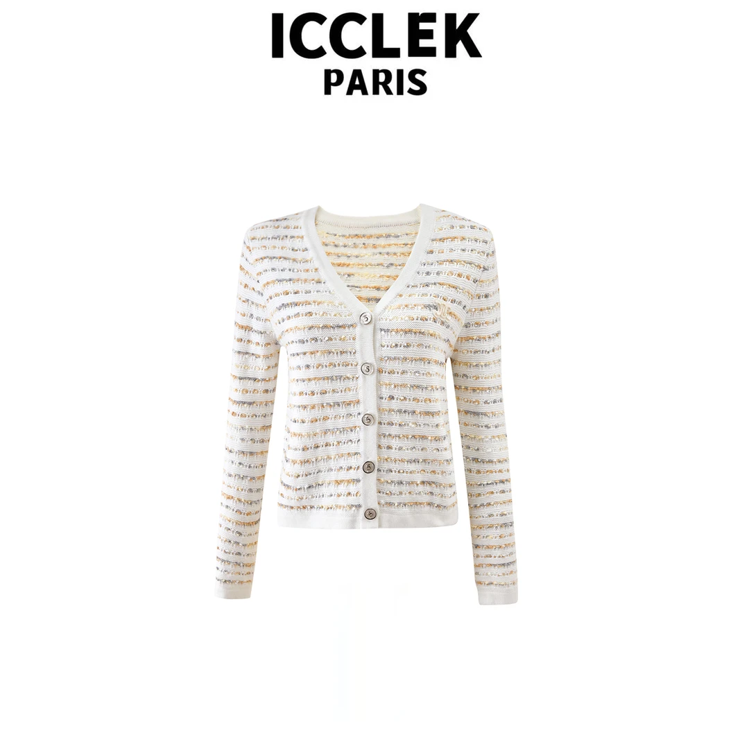 XY 早秋V领碎花气质轻奢名媛显瘦圆领百搭减龄外套上衣 -5954