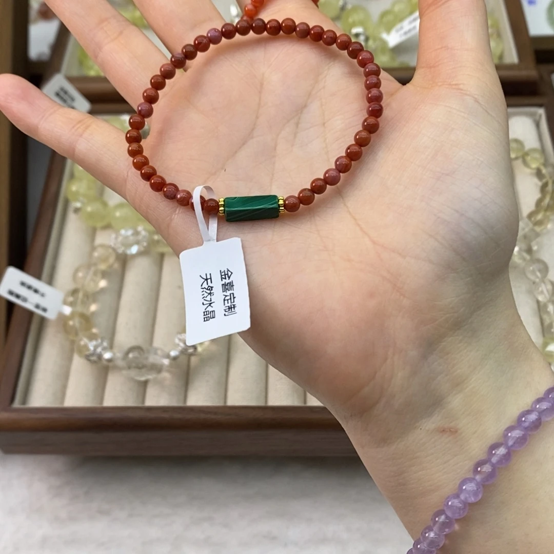 水晶手链未镶嵌南红