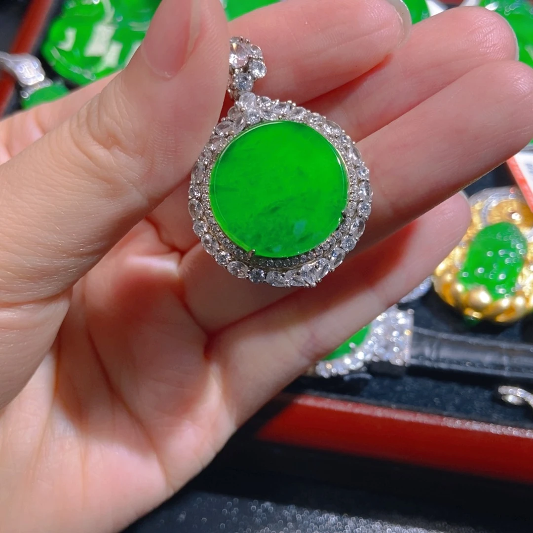 翡翠银S925镶嵌吊坠(不含链)