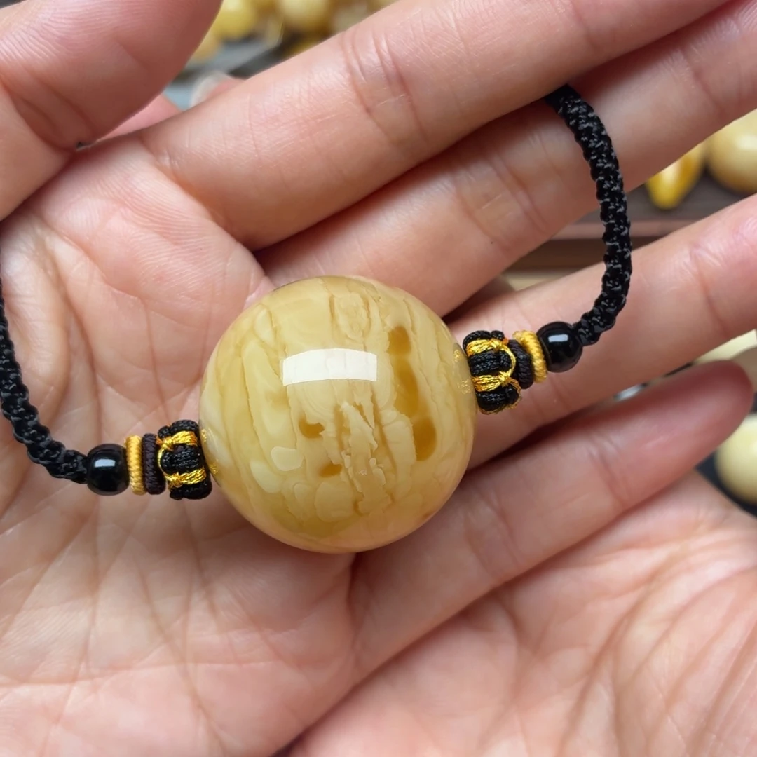 琥珀未镶嵌裸石31+蜜蜡锁骨链