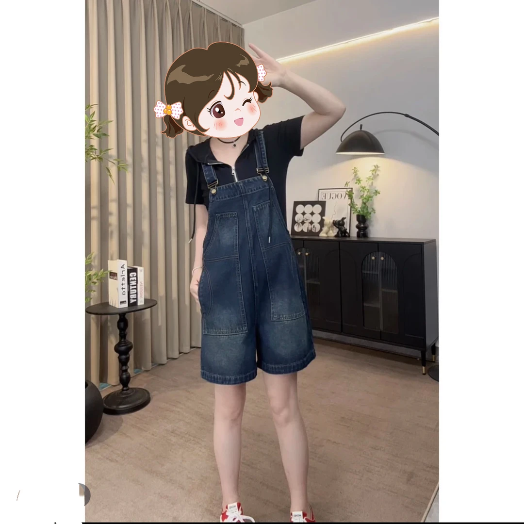 【软牛仔】设计感牛仔背带裤女2025夏季新款宽松显瘦高腰百搭裤