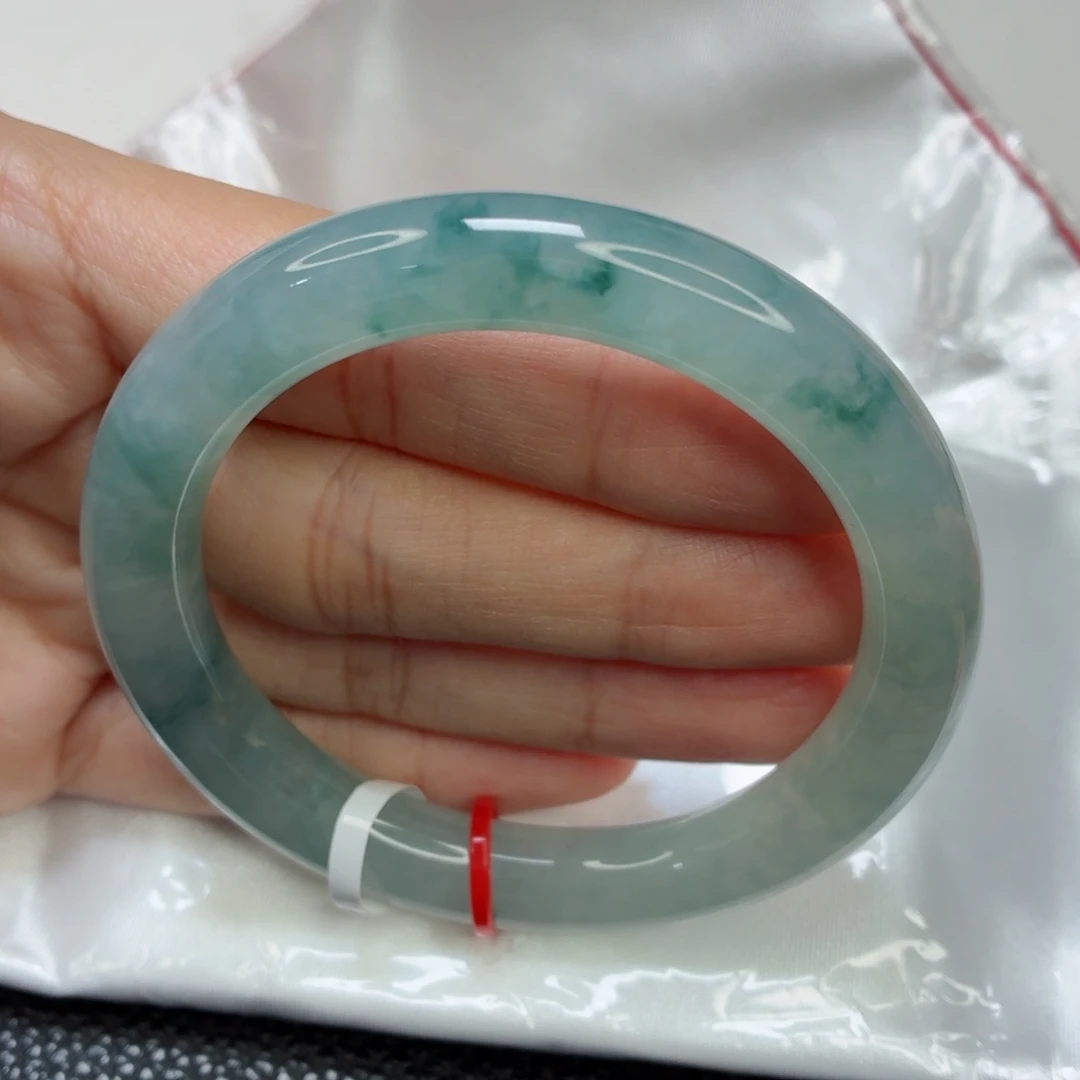 未镶嵌手镯翡翠老坑54圈冰飘蓝花起光028