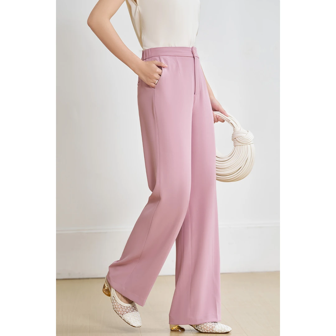 米思阳新款简约通勤西装休闲裤直筒垂感显瘦正装裤子女5T25BH1343