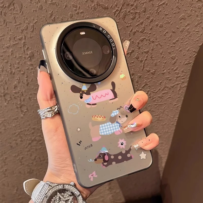 适用华为mate70pro手机壳腊肠狗彩绘mate60pro+新款全包防摔高级