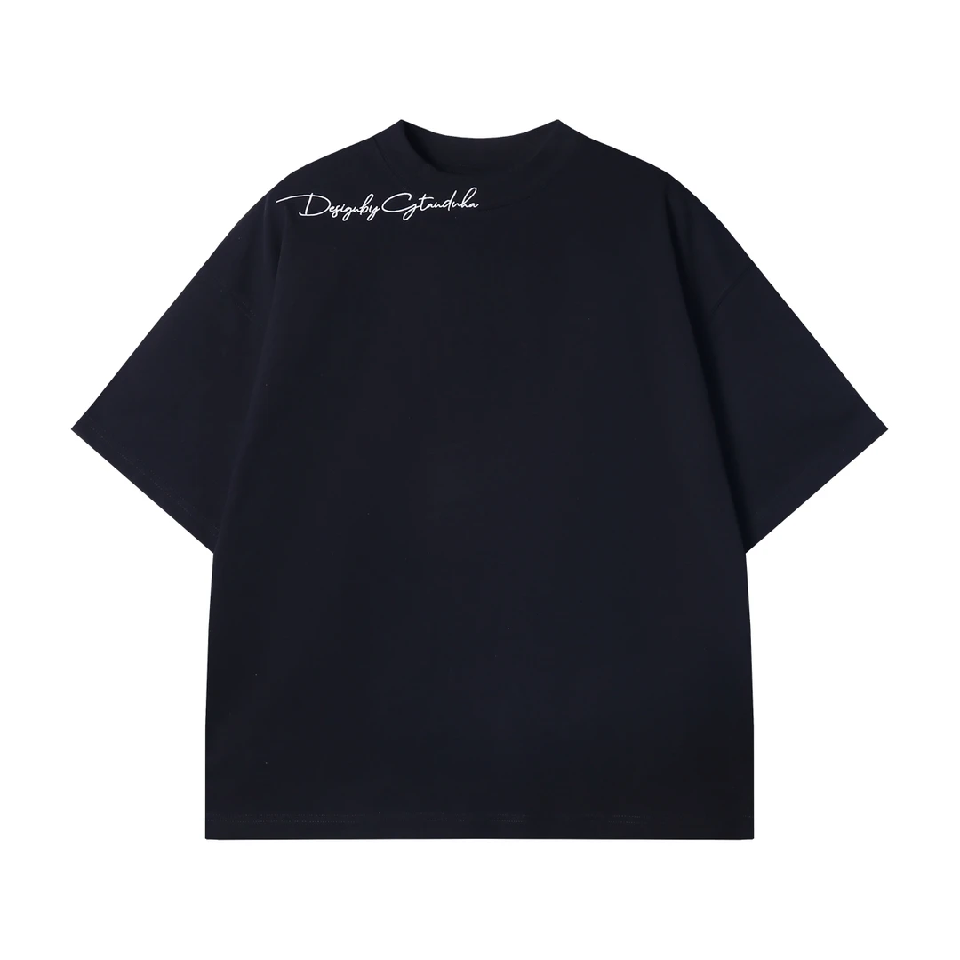 夏季高级感新款韩版纯色刺绣字母圆领短袖T恤宽松潮流情侣上衣