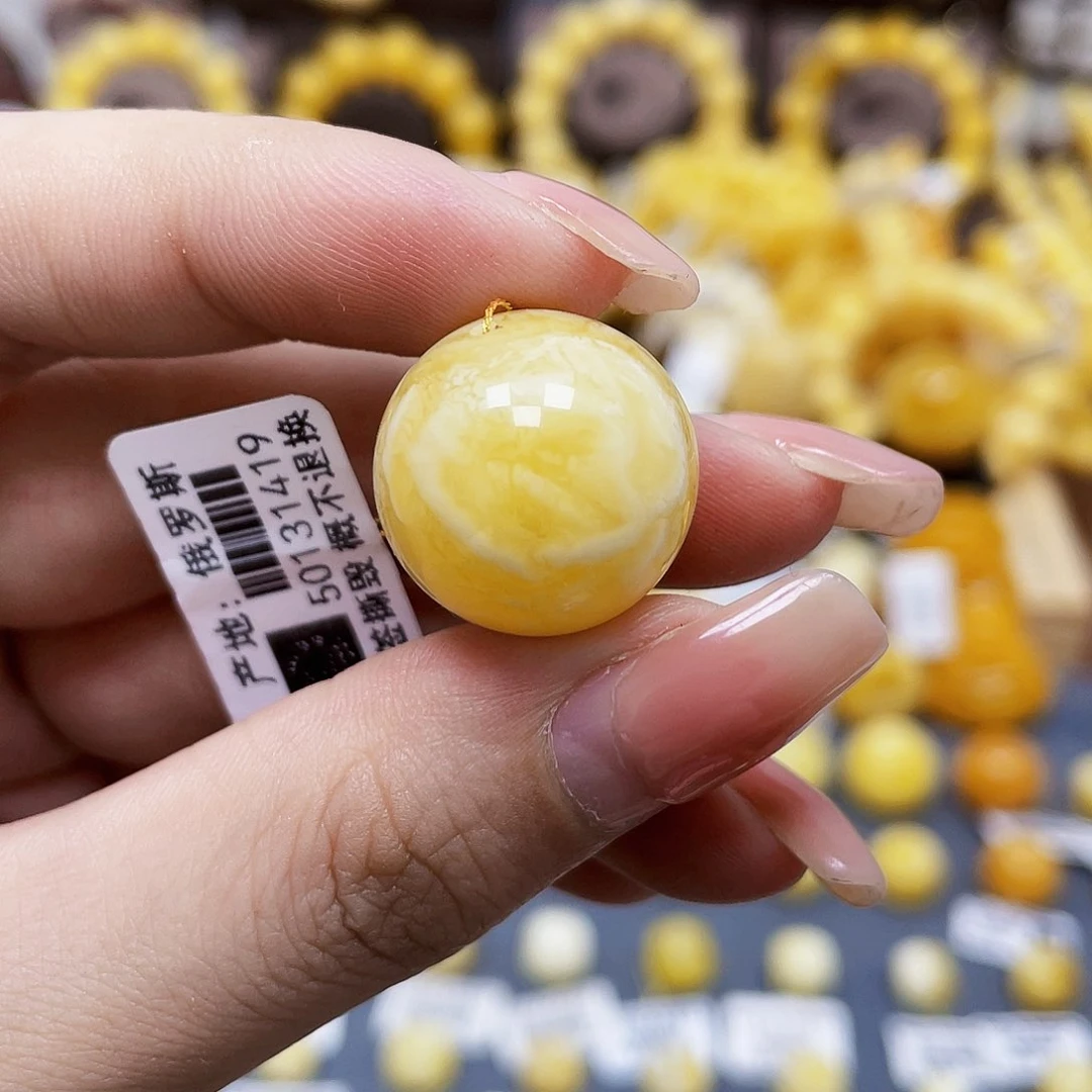 未镶嵌琥珀裸石单珠尺寸19mm瑕疵.福利款