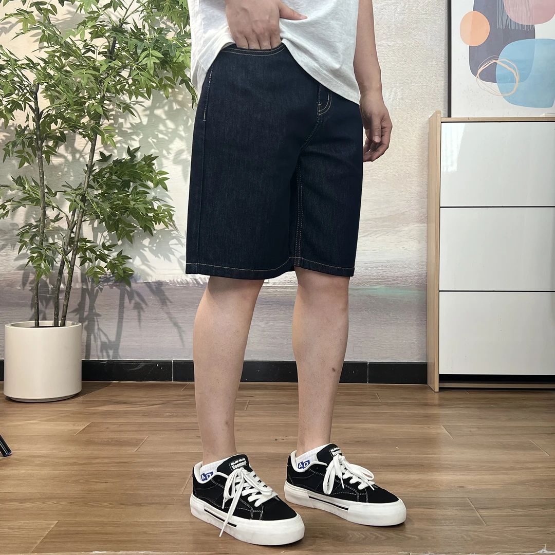 夏季薄款莱赛尔原色防褪色牛仔短裤男弹力直筒休闲百搭短裤