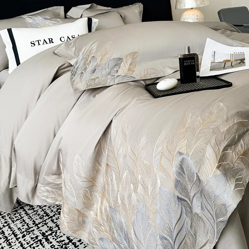 水星家纺200s贡缎正宗长绒棉四件套100%纯棉高档刺绣裸睡联名优品