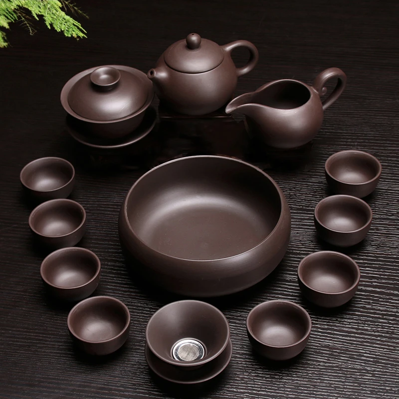 原矿紫砂功夫茶具套装家用客厅陶瓷泡茶壶茶杯复古办公室会客茶器