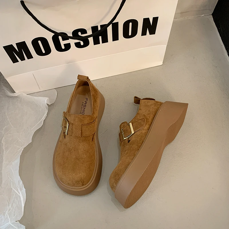 松糕厚底增高勃肯鞋女鞋2024新款春秋季小个子复古乐福鞋博肯单鞋