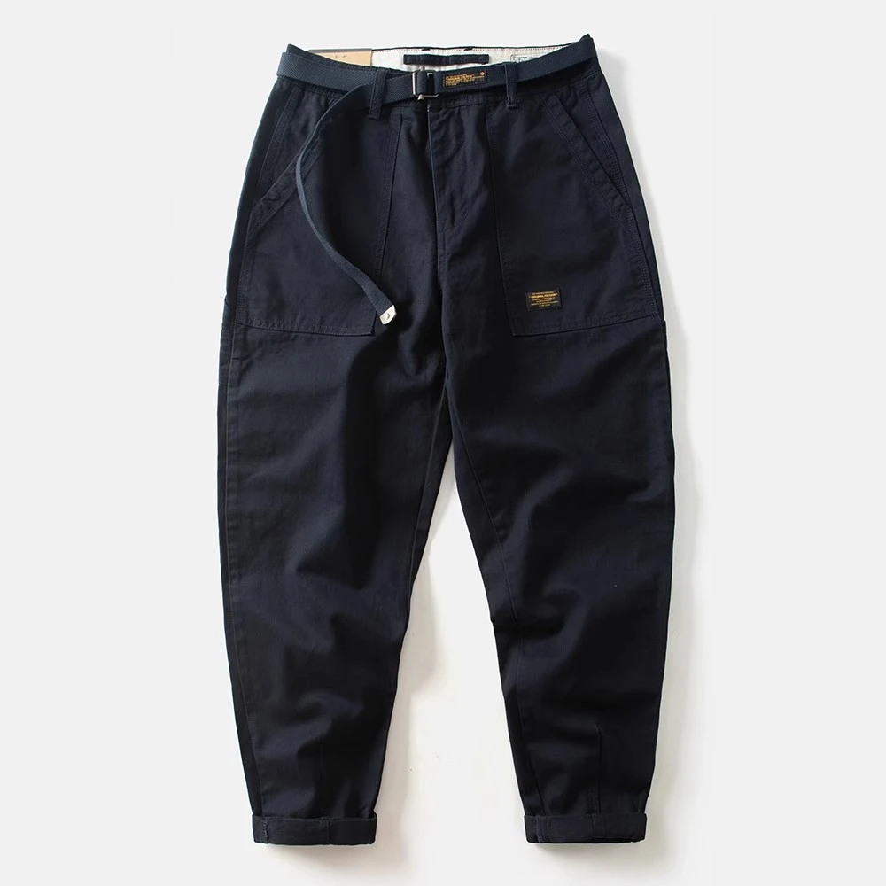 阿美咔叽日系复古直筒宽松伐木工装裤痞帅锥形裤拼接户外休闲长裤