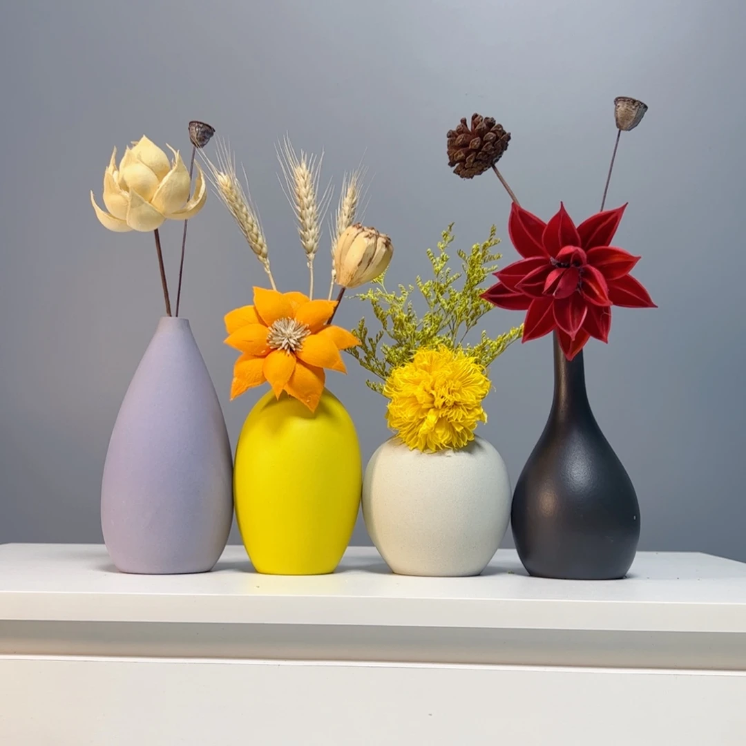 瓷片景德镇手作陶瓷花瓶摆件无孔