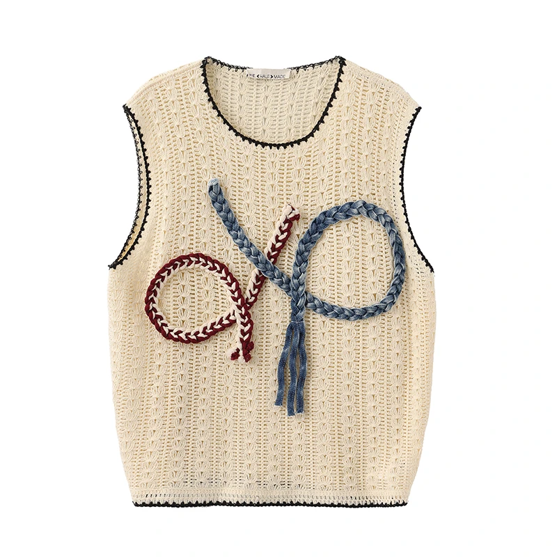 【茉舍】夹生 HALF MADE  辫结装饰背心133B218701-990