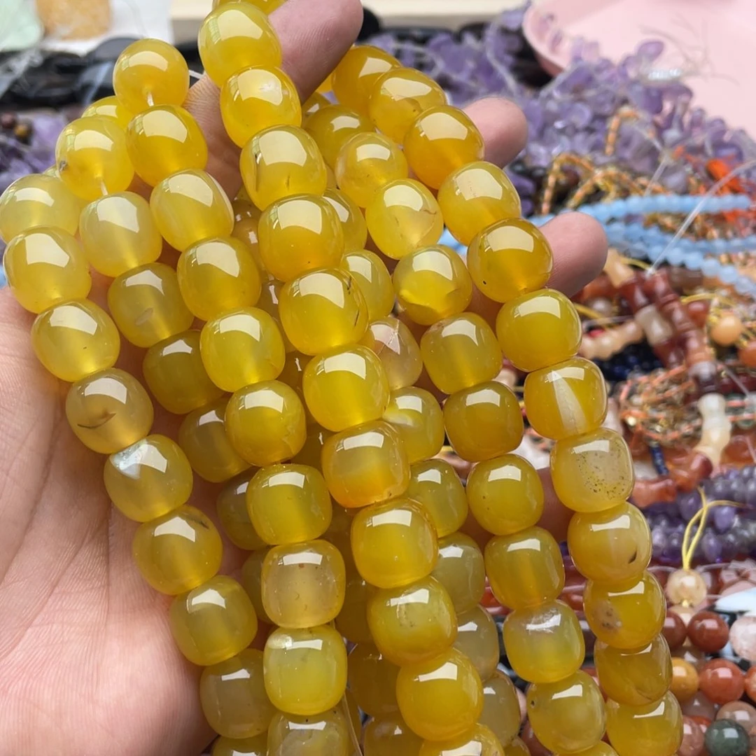 玛瑙/玉髓珠宝半成品未镶嵌一条装黄玛瑙老型珠15*13mm