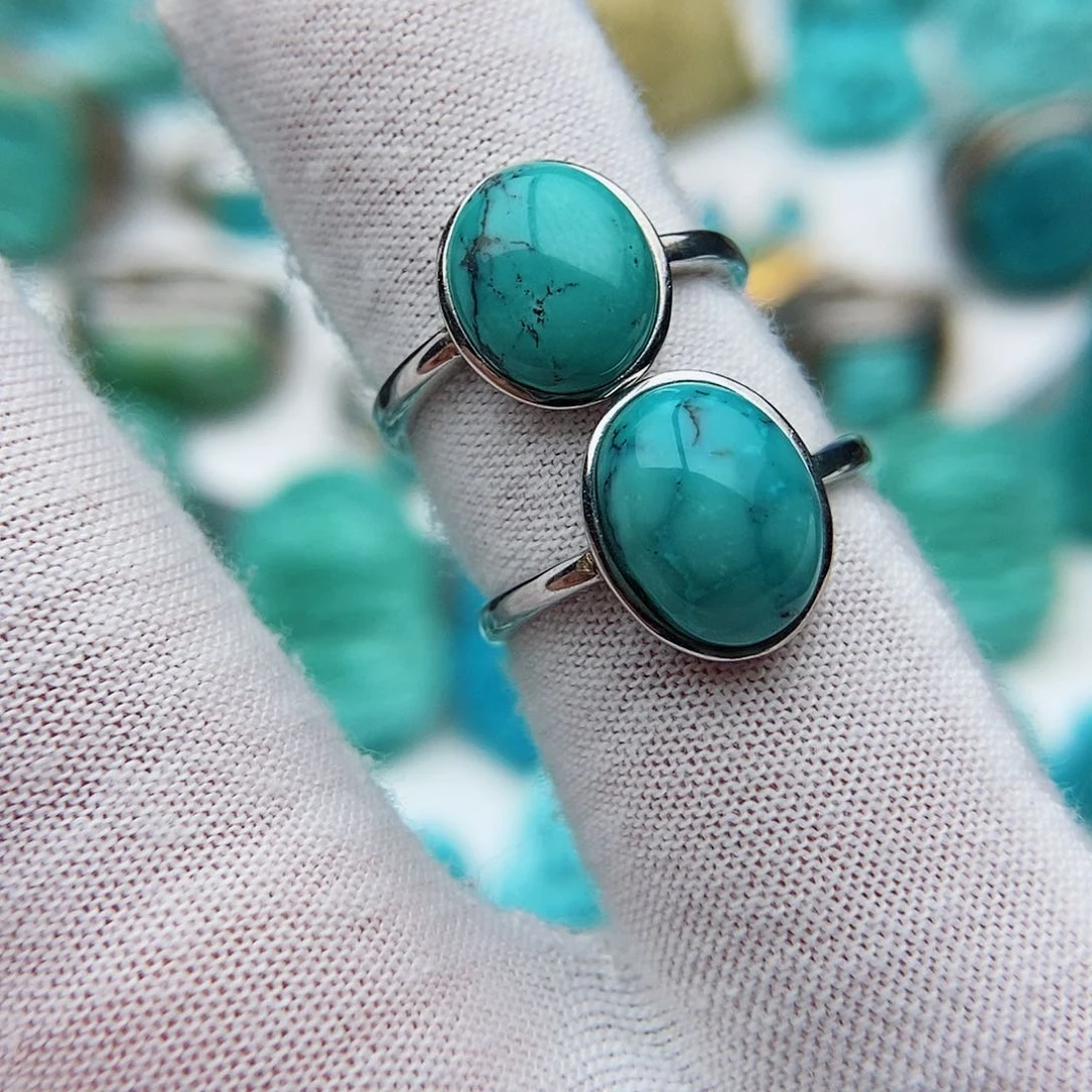 绿松石银S925镶嵌戒指